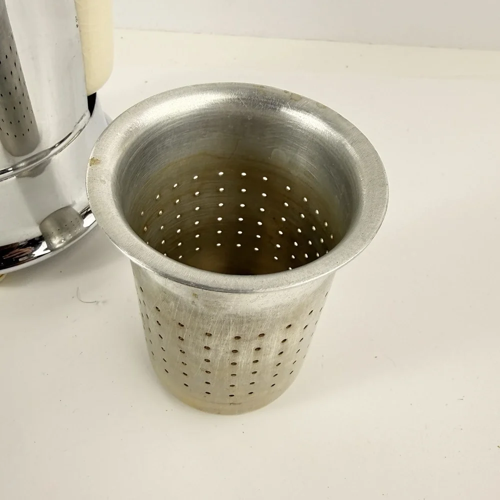 Vintage Ever-Hot Teapot Set Insulated Chrome Cozy Ceramic Pitcher Infuser Retro